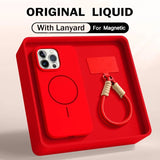Magnetic Liquid Silicone Lanyard Strap Case for iphone