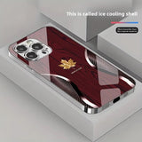Gold‑Maple‑Leaf Wave‑Textured Glass Shockproof Case for iphone
