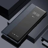 Leather Flip Clear Windows Protective Cover Phone Case for Samsung