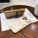 Leather Grain Shockproof Card Holder Kickstand Case for iphone