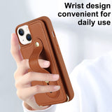 Shockproof Leather Case with Wrist Strap & Card Holder for iphone