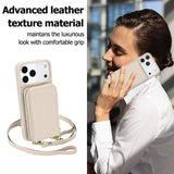 Leather Wallet Case with Wrist & Crossbody Strap for iphone