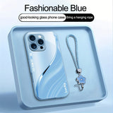 Metallic Paint Minimal Case with Flower Wrist Strap for iphone
