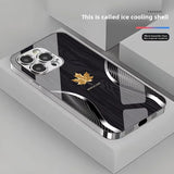 Gold‑Maple‑Leaf Wave‑Textured Glass Shockproof Case for iphone