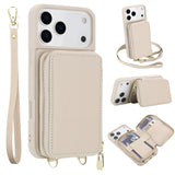 Leather Wallet Case with Wrist & Crossbody Strap for iphone