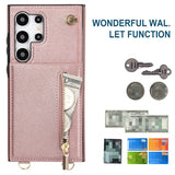 Leather Zipper Card Holder Crossbody Case for Samsung