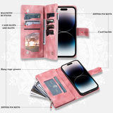 Zipper Wallet Flip Leather Case for iphone