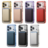 Transparent Electroplated Magnetic Detachable Card Holder Case for iphone