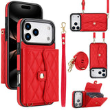 Checkered Crossbody Accordion Card Holder Leather Case for iphone