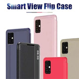 Leather Flip Clear Windows Protective Cover Phone Case for Samsung