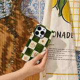 Green & Orange Check Double-layer Back Phone Case for IPhone