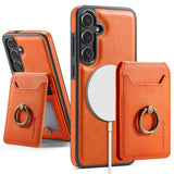 Ring Magnetic Card Holder Leather Case for Samsung