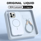Magnetic Liquid Silicone Lanyard Strap Case for iphone