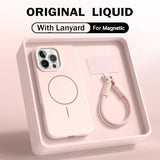 Magnetic Liquid Silicone Lanyard Strap Case for iphone