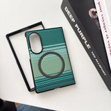 Contrast‑Color Weave Carbon‑Fiber Magnetic Case for Samsung Z Fold
