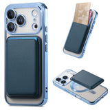 Transparent Electroplated Magnetic Detachable Card Holder Case for iphone