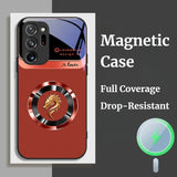 Dragon Head Pattern Magnetic Anti-Drop Liquid Glass Case for Samsung