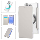 Transparent Electroplated Magnetic Leather Flip Case for Samsung