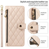 Plaid Zipper Wallet Leather Case with Hand & Crossbody Strap for iphone