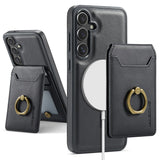 Ring Magnetic Card Holder Leather Case for Samsung