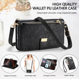Leather Zipper Flip Case With Card Slots & Wrist Strap for iphone