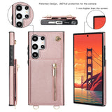 Leather Zipper Card Holder Crossbody Case for Samsung