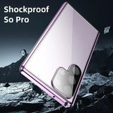 Double Sided Tempered Glass Metal Magnetic Case with Bottom Lock Catch for Samsung