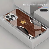 Gold‑Maple‑Leaf Wave‑Textured Glass Shockproof Case for iphone