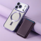 Transparent Electroplated Magnetic Detachable Card Holder Case for iphone