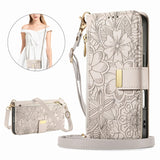 Leather Zipper Flip Case With Card Slots & Wrist Strap for iphone