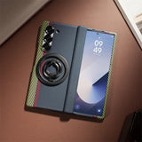 Magnetic Carbon Fiber Slim Ultra Case  with Kickstand Ring Holder for Samsung Z Fold