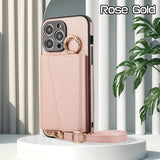 Shockproof Crossbody Wallet Stand Leather Case for iphone