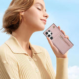 Leather Zipper Card Holder Crossbody Case for Samsung