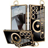 Magnetic Electroplated Heart Wrist Strap Case for Samsung