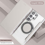 Transparent Electroplated Magnetic Leather Flip Case for Samsung