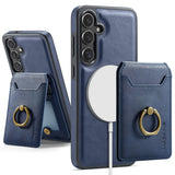 Ring Magnetic Card Holder Leather Case for Samsung