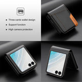 Color‑Block Splicing Leather Flip Wallet Case for Samsung Z Flip