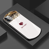 Oval Shield Half Mirror Heart Glass Case for iphone