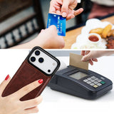 Crazy Horse Texture Double‑Button Card Holder Leather Case for iphone