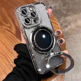 Magnetic Diamond Glitter Stand Mirror Case for iphone