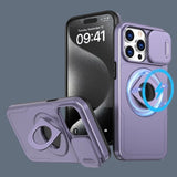 Magnetic Shockproof Case with Sliding Camera Cover, Ring Stand for iphone