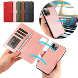 2 in 1 Magnetic Flip Leather Detachable Wallet Case for iphone
