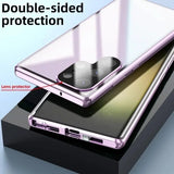 Double Sided Tempered Glass Metal Magnetic Case with Bottom Lock Catch for Samsung