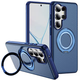 Magnetic Carbon Fiber Case with Rotatable Stand for Samsung