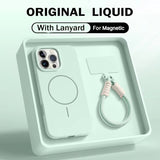 Magnetic Liquid Silicone Lanyard Strap Case for iphone
