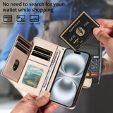 Plaid Zipper Wallet Leather Case with Hand & Crossbody Strap for iphone