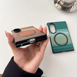Contrast‑Color Weave Carbon‑Fiber Magnetic Case for Samsung Z Fold