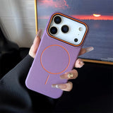 Frosted Hit Color Lichee Pattern Magnetic Case for iphone