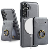 Ring Magnetic Card Holder Leather Case for Samsung