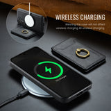Ring Magnetic Card Holder Leather Case for Samsung